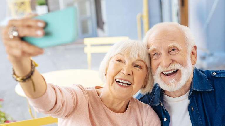 Couple taking selfie
